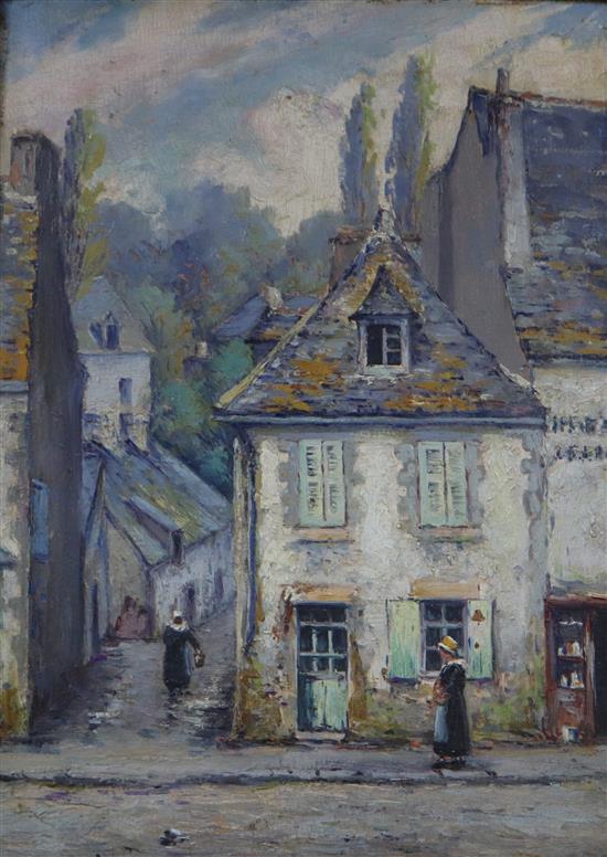 J. Ruellan, oil on wooden panel, Vaieille rue Pont Aven, 32 x 23cm